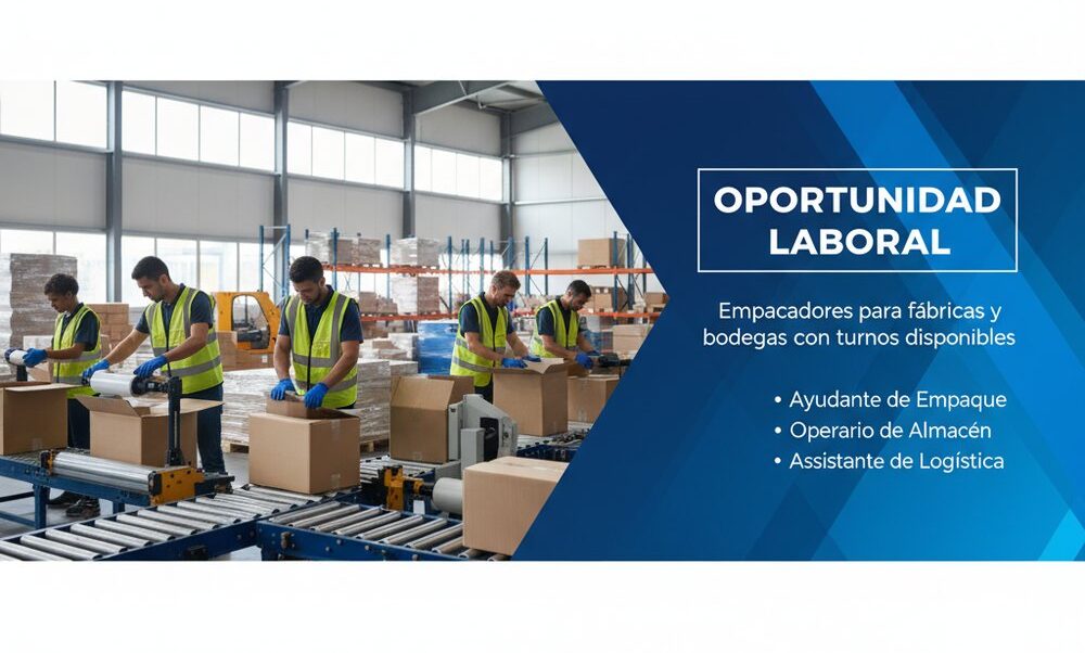 Empacadores para fábricas y bodegas con turnos disponibles